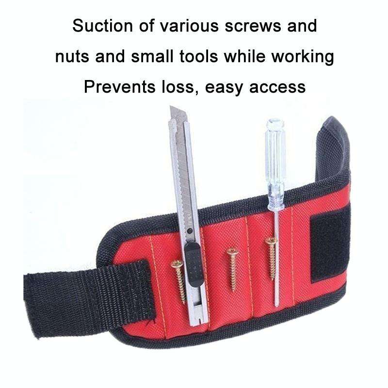 Electric Woodworking Multifunctional Powerful Magnetic Wrist Strap, Style: Three Rows Black