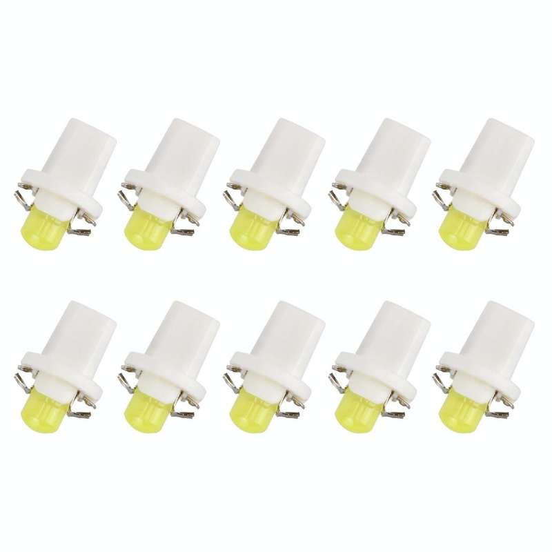 10 PCS 0.4W B8.5 Wedge Instrument Panel COB LED Light Dashboard Gauge Cluster Indicator Lamp Bulb...