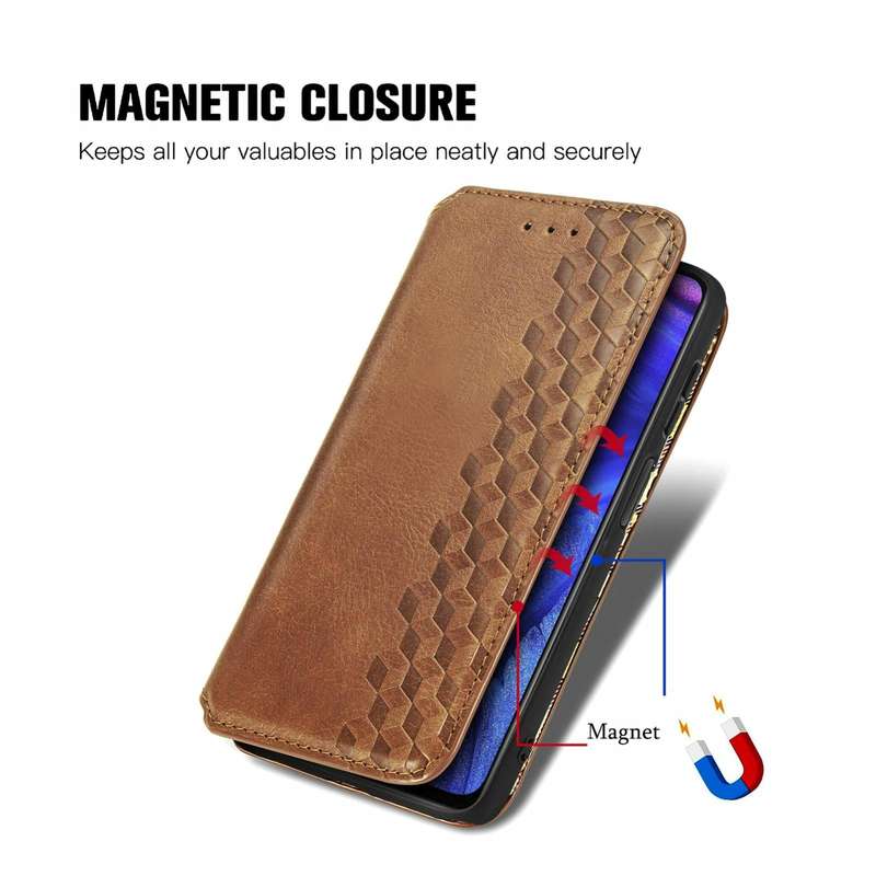 For Infinix Note 10 Pro Cubic Grid Pressed Horizontal Flip Magnetic PU Leather Case with Holder &...