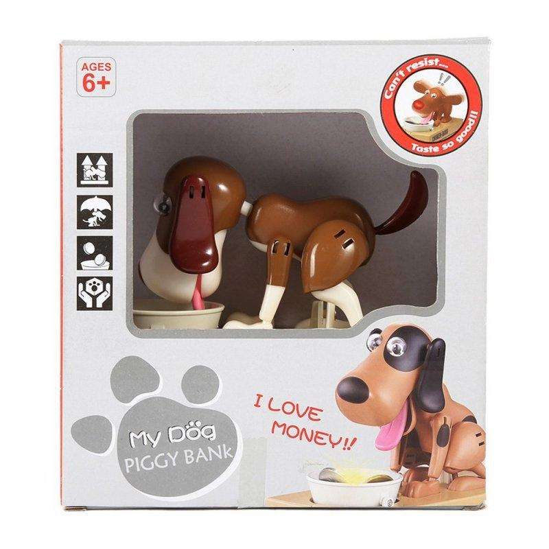Creative Cartoon Edacious Puppy Automatic Money Eating Coin Saving Box, Gray Dog