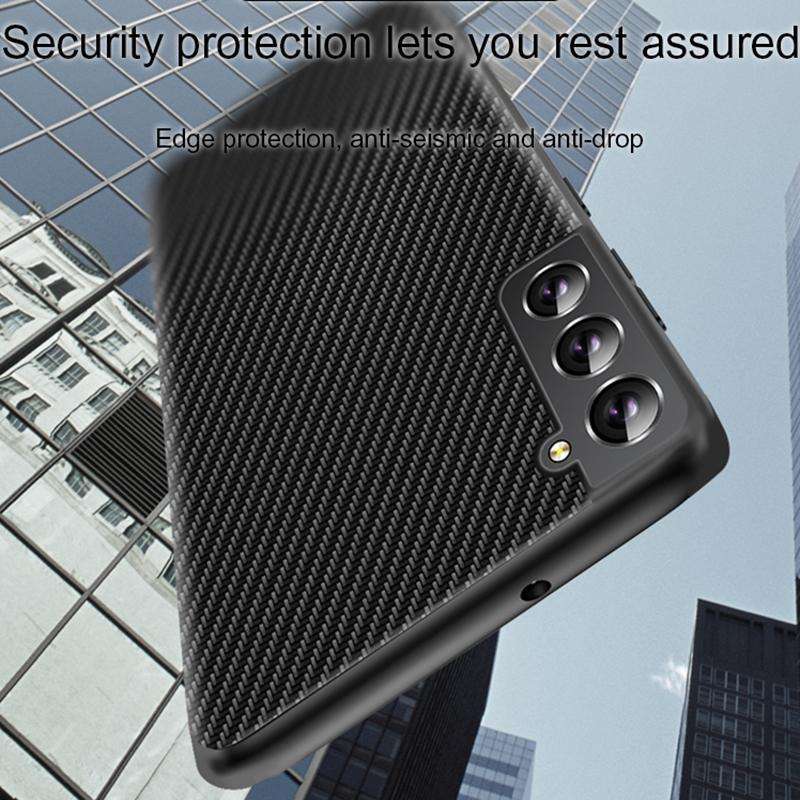 For Samsung Galaxy S22+ 5G Ultra-thin Carbon Fiber Texture Printing Phone Case(Black)