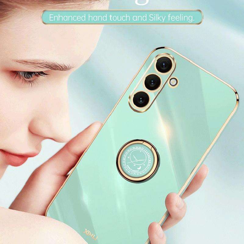 For Samsung Galaxy A24 4G XINLI Straight Edge 6D Electroplate TPU Phone Case with Ring Holder(Che...