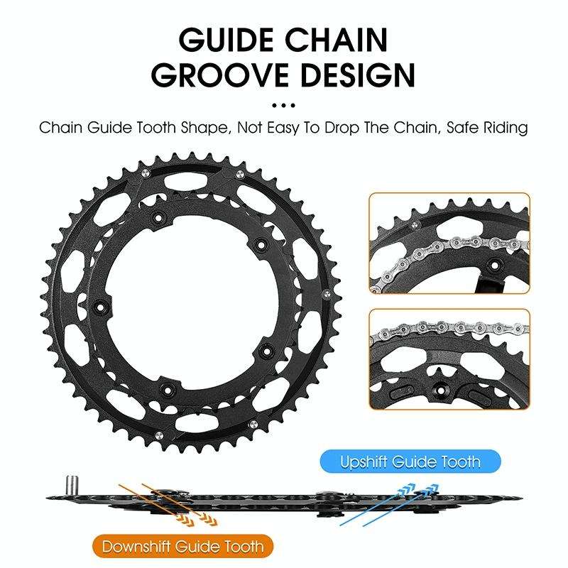 WEST BIKING YP0719274 53-39T Road Bike Crank Racing Double Disc(Black)