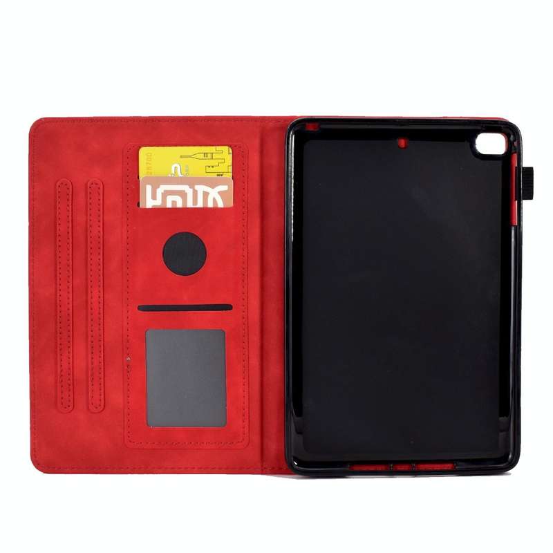 For iPad mini 5/4/3/2/1 Embossed Smile Flip Tablet Leather Smart Case(Red)