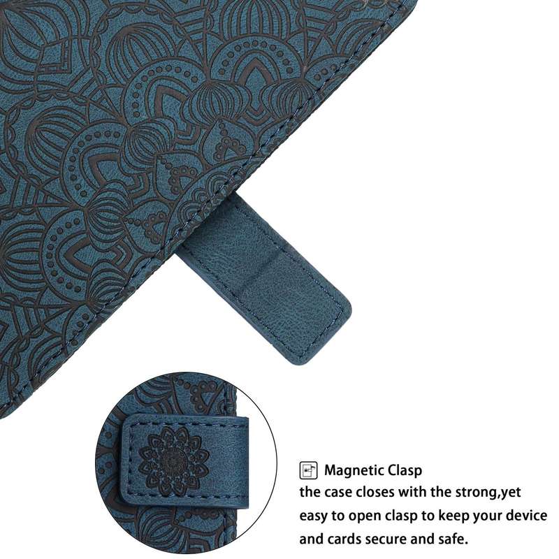 For OPPO Reno7 5G Mandala Embossed Flip Leather Phone Case(Blue)