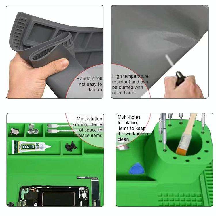 BEST S-190 High-temperature Resistant Silicone Pad Workbench Pad(Grey)