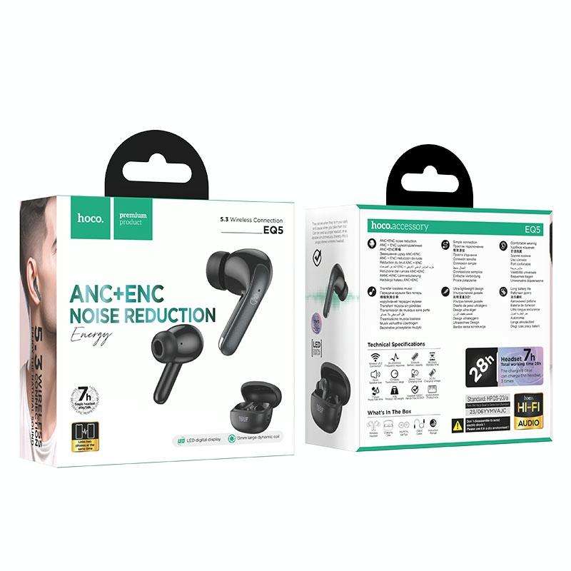 hoco EQ5 True Wireless ANC+ENC Dual Noise Reduction Bluetooth Earphone(Black)