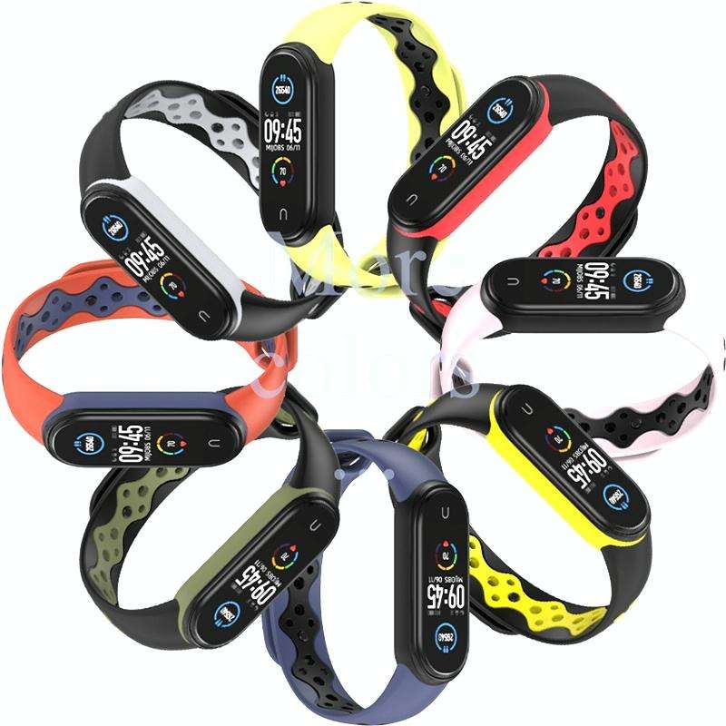 For Xiaomi Mi Band 5/6/7 Mijobs Sport Two-color TPU Watch Band(Grass+Black)