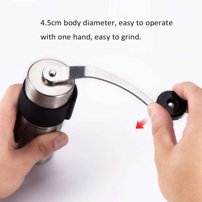 Portable Conical Burr Mill Manual Stainless Steel Hand Crank Coffee Bean Grinder with Silicone Ri...