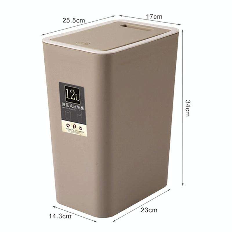 Household Rectangular Press Type 12 Liter Living Room Covered Sorting Plastic Trash Can with Cove...