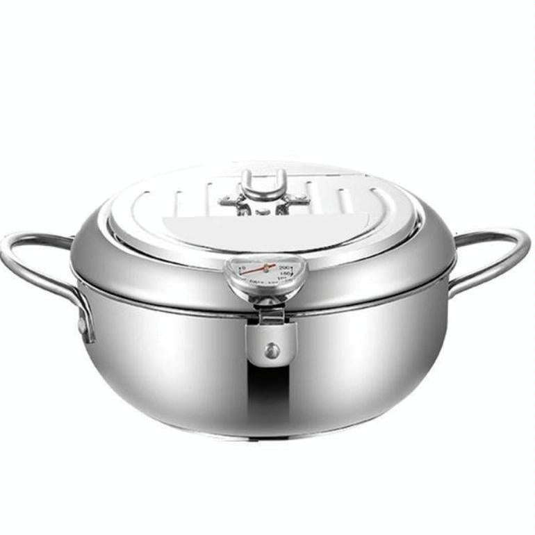 201 Stainless Steel Fryer Pot Household Temperature-controlled Multifunctional Thickening Pot, Si...