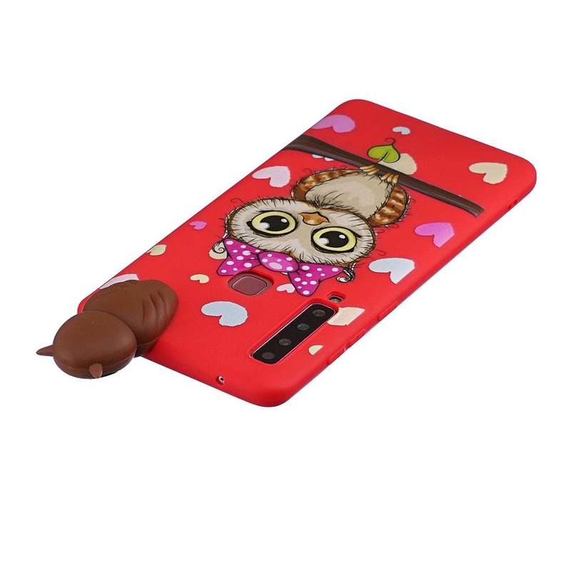For Galaxy A9 (2018) Shockproof Cartoon TPU Protective Case(Red Owl)