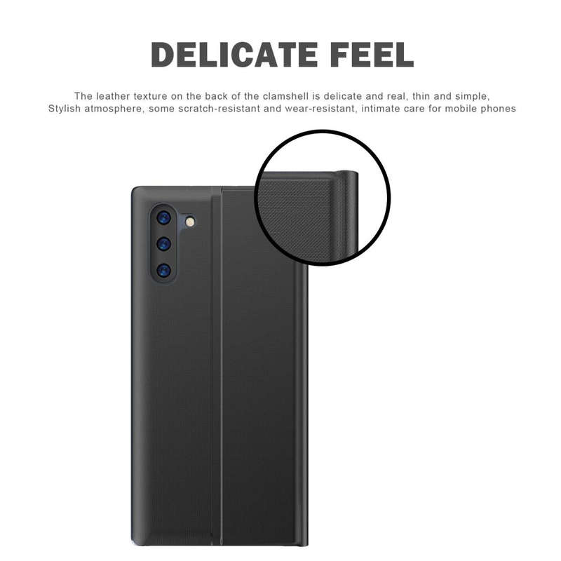 For Galaxy Note 10 Plus Plain Texture Cloth Attraction Flip Holder Leather Phone Case(Black)