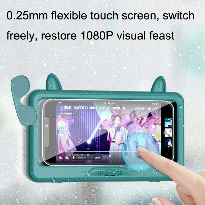 Bathroom Waterproof Mobile Phone Holder Bathing Watch TV Removable Touch Screen Phone Case(Green)