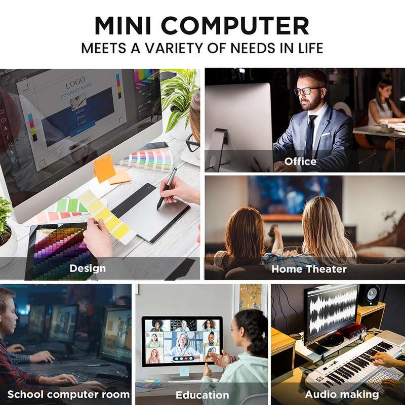 N100/DDR5 12th AlderLake-N100 Dual 4K60Hz Office And Home Mini PC, Spec: 12G+128G /EU Plug