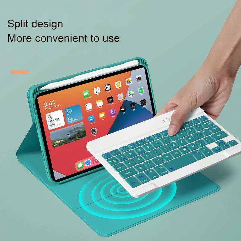 HK006 Square Keys Detachable Bluetooth Keyboard Leather Tablet Case with Holder for iPad mini 6(D...