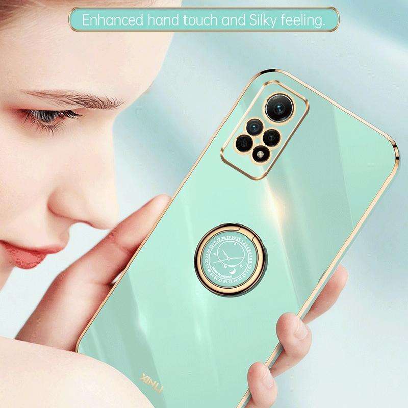 For Xiaomi Redmi Note 12 Pro 4G XINLI Straight Edge 6D Electroplate TPU Phone Case with Ring Hold...