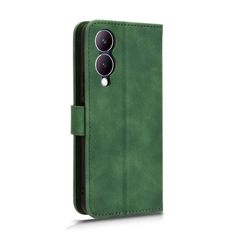 For vivo Y17s 4G Skin Feel Magnetic Flip Leather Phone Case(Green)