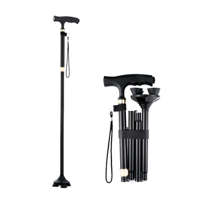 TBS-009 Four-Legged Folding Elderly Crutches Aluminum Alloy Light And Multifunctional Non-Slip Cr...