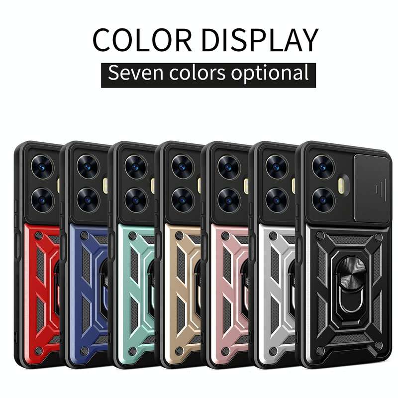 For Realme C55 4G Sliding Camera Cover Design TPU+PC Phone Case(Silver)