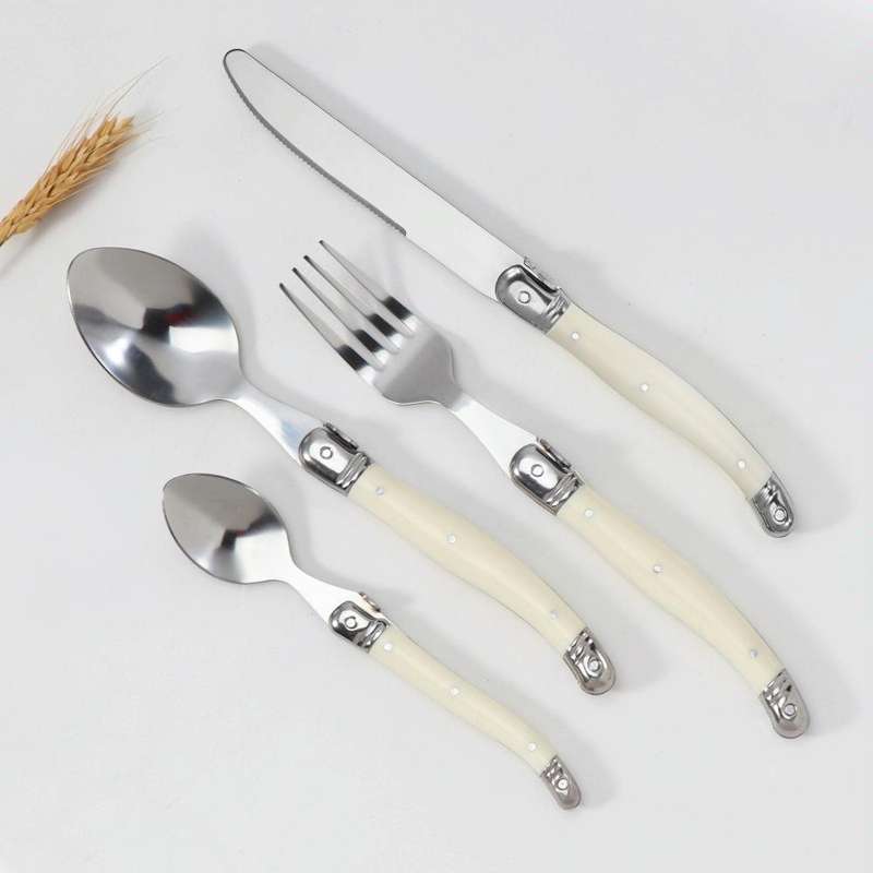 Stainless Steel Knife Fork Spoon Set Plastic Handle Western Tableware, Specification: 6 Tea Spoons