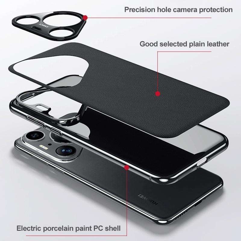 For Huawei Pura 70 Ultra Plain Leather Series Shockproof Phone Case(Orange)