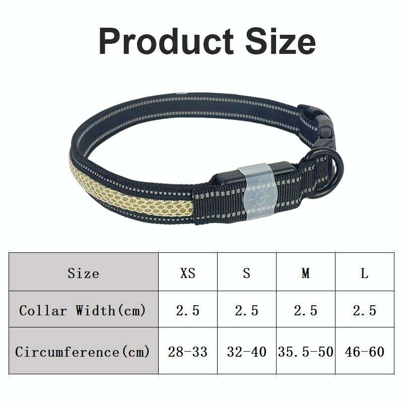 LED Rechargeable Wear-resistant and Waterproof Pet Lighting Collar, Size: M(Black)