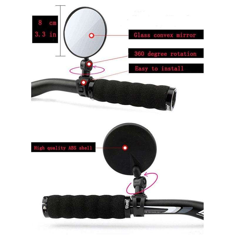 Universal 360 Rotate Adjustable Bicycle Rearview Handlebar Wide-angle Convex Mirror Cycling Rear ...