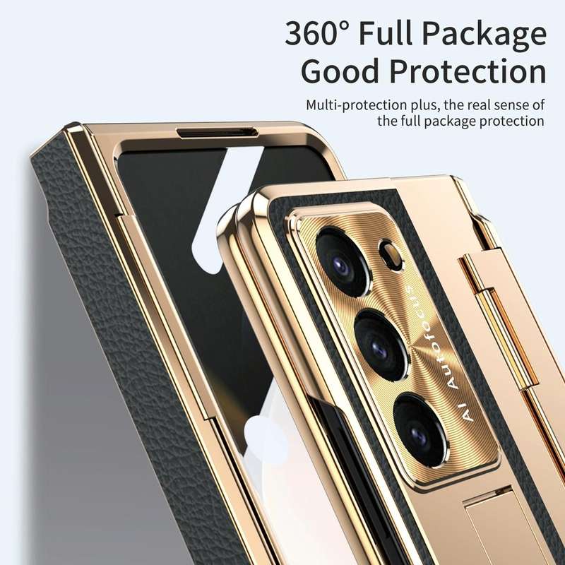 For Samsung Galaxy Z Fold5 5G Integrated Full Coverage Pen Slot Folding Phone Case with Stylus(Go...