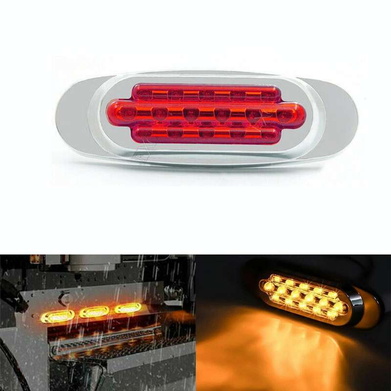 12-24V 16 LEDs Electroplating Side Lights Side Tail Lights Cargo Truck Modification Light, Colour...