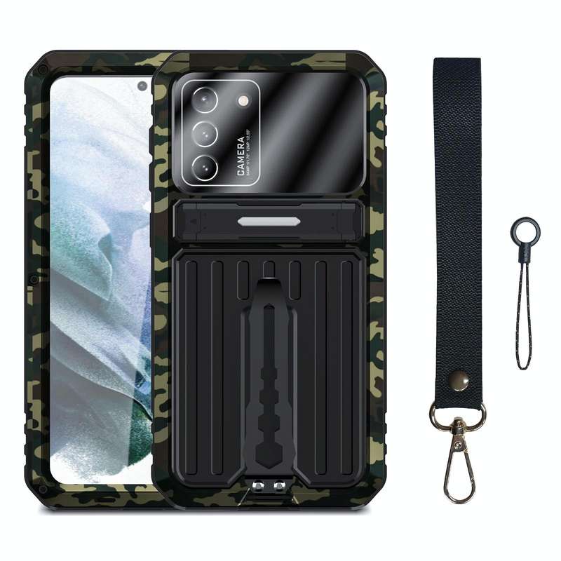 For Samsung Galaxy S21 5G Armor Shockproof Splash-proof Dust-proof Phone Case with Holder(Camoufl...