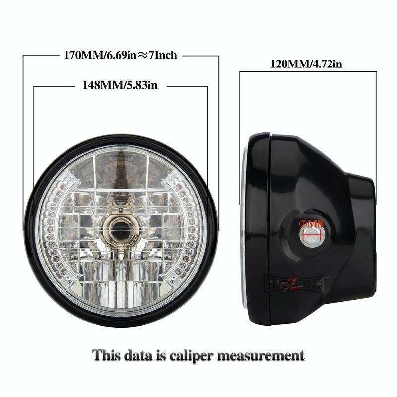 Motorcycle 7 Inch LED Headlamp Angel Ring Steering Function With Bracket(Shock Absorber Diameter ...