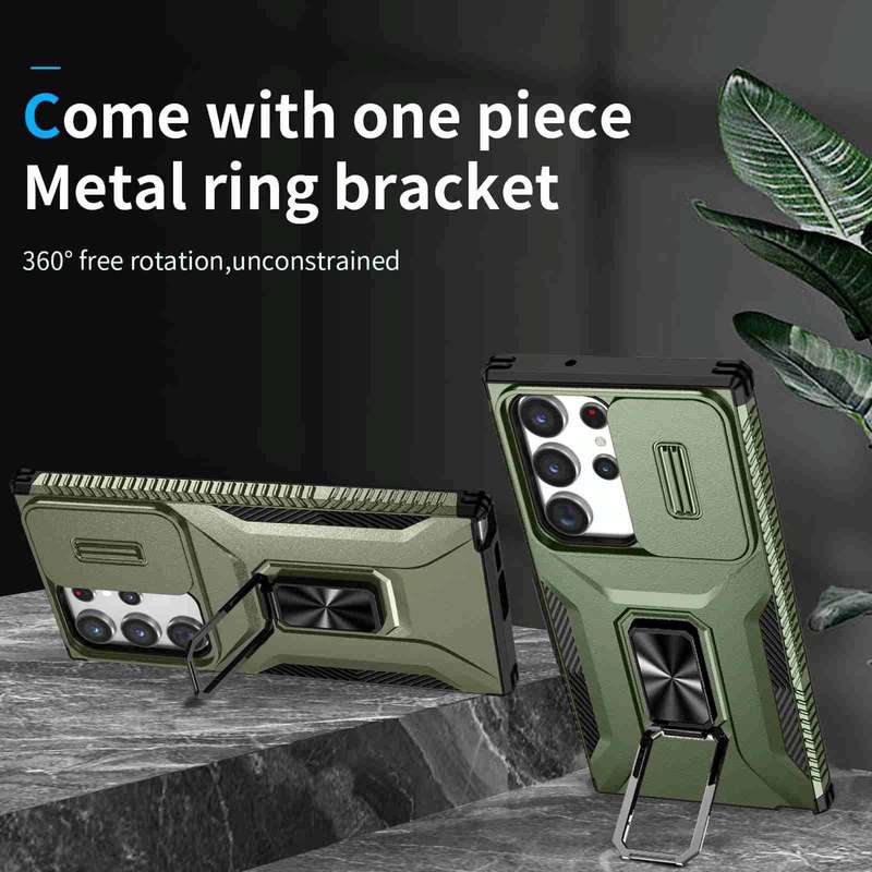 For Samsung Galaxy S23 Ultra 5G Sliding Camshield Holder Phone Case(Alpine Green)