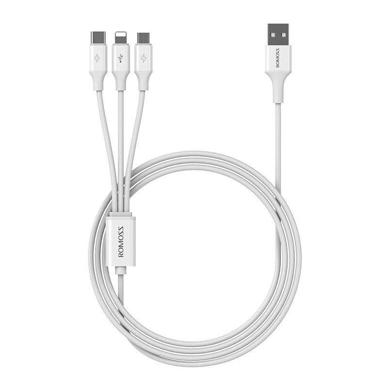 ROMOSS CB251V 3.5A USB To 8 Pin+Type-C+Micro USB 3 In 1 Charging Cable, Length: 0.6m