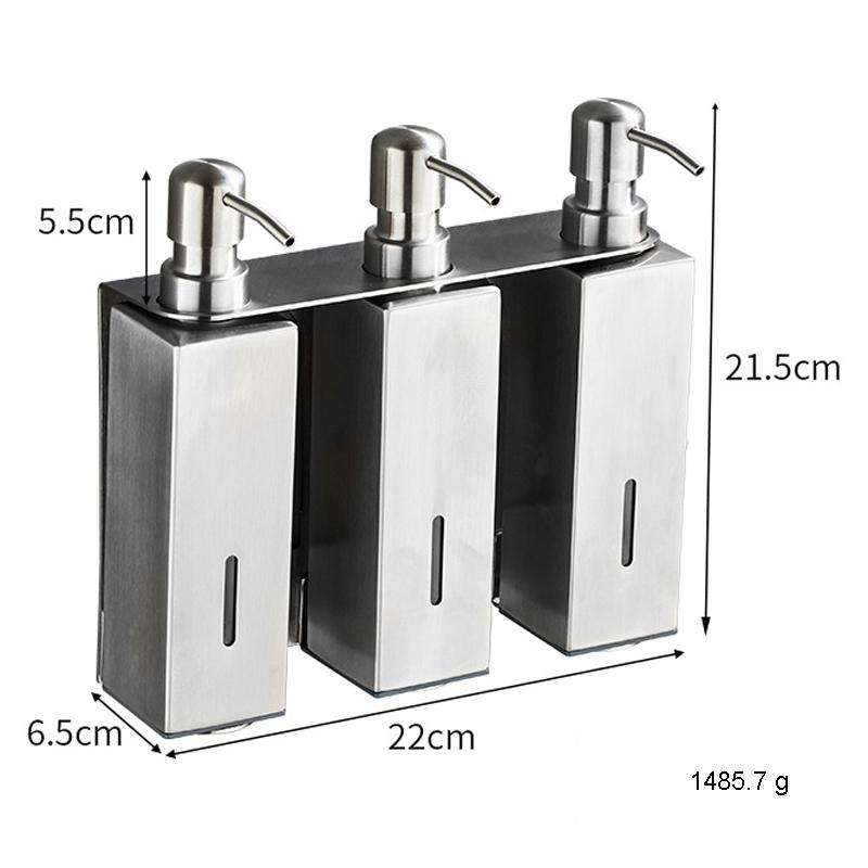 Hotel Stainless Steel Soap Dispenser Home Wall Mounted No Punch Press To Soap Bottle, Style: Squa...