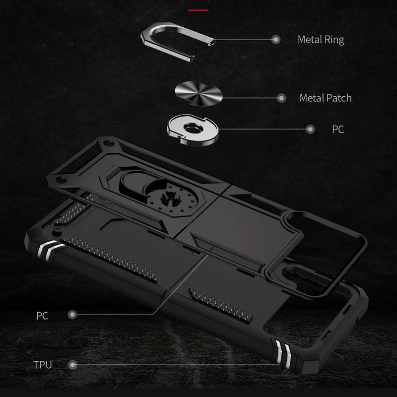 For Samsung Galaxy Z Flip4 Shockproof TPU + PC Phone Case with Holder(Black)