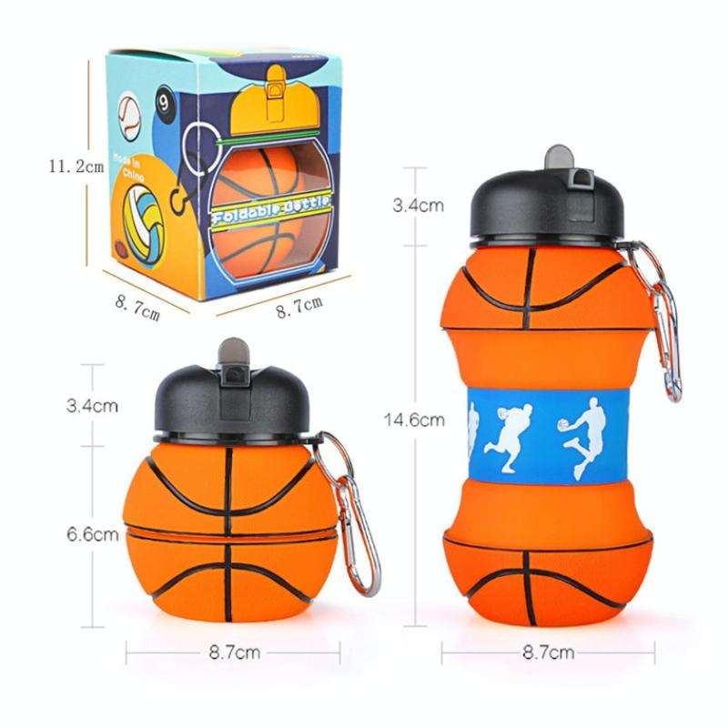 Outdoor Sports Anti-fall Water Bottle Portable Leak-proof Silicone Folding Cup, Shape: Basketball...
