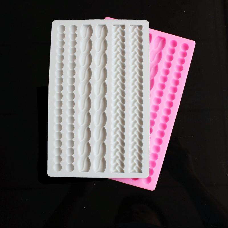 Pearl Twist Braided Fondant Cake Silicone Mold(Grey)