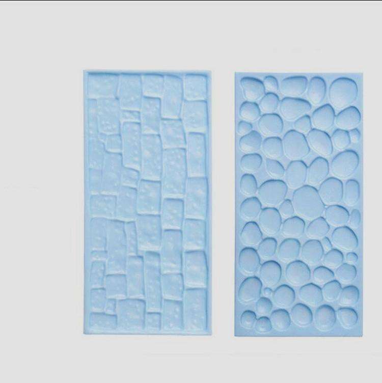 2 PCS Bark Wood Grain Fondant Printing Embossing Mold Biscuit Baking Mold Tool(Pebble)