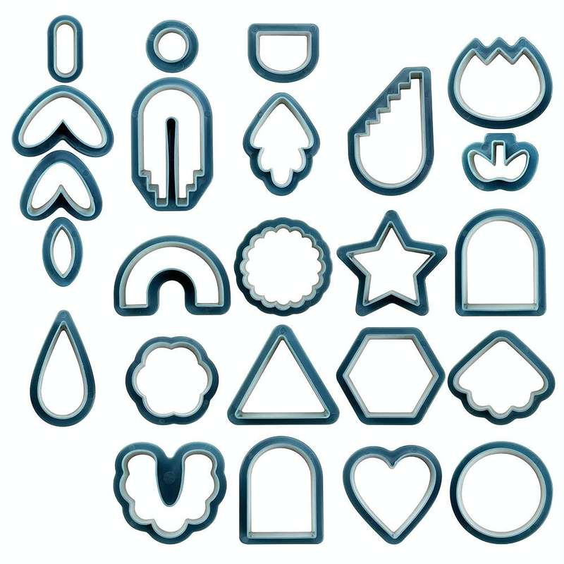 24 In 1 DIY Clay Earrings Molds DIY Handmade Clay Cutter Handmade Jewelry Molds(Dark Blue)