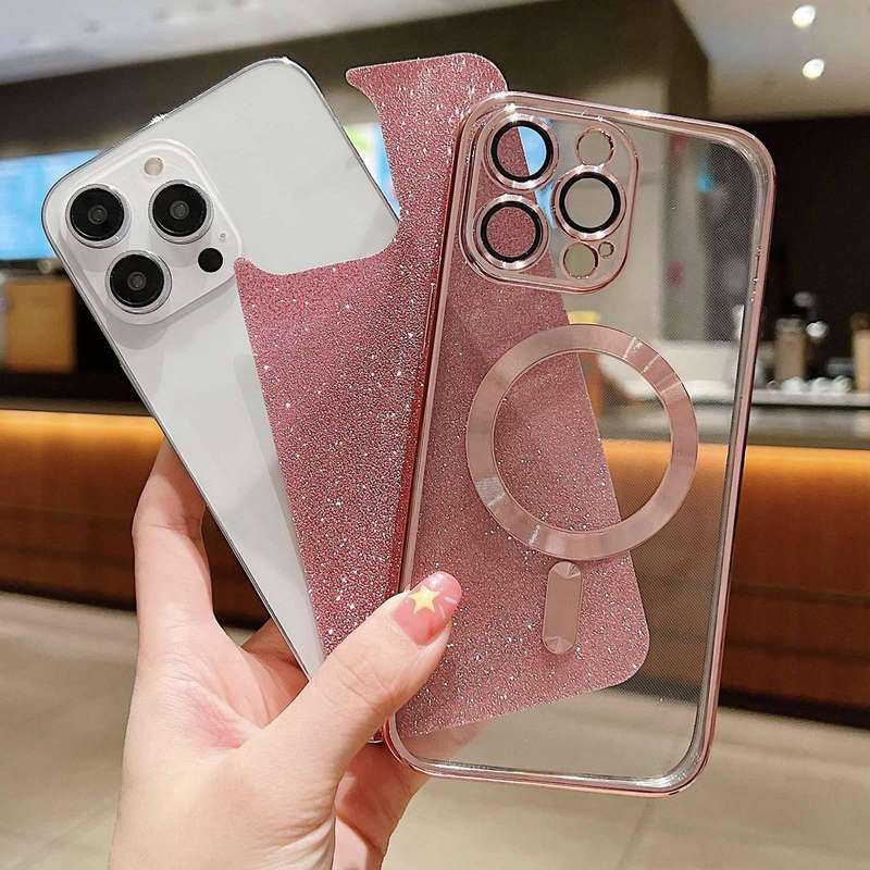 For iPhone 12 Pro Max MagSafe Glitter Electroplating TPU Phone Case(Black)