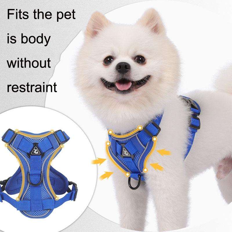 HT-864 Pet Traction Rope Reflective Breathable Dog Chest Strap Vest, Size: M(Lake Blue)