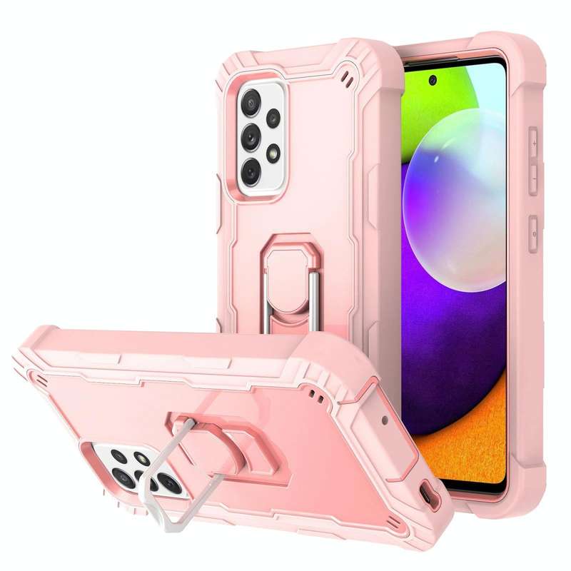 For Samsung Galaxy A52 5G / 4G PC + Rubber 3-layers Shockproof Protective Case with Rotating Hold...