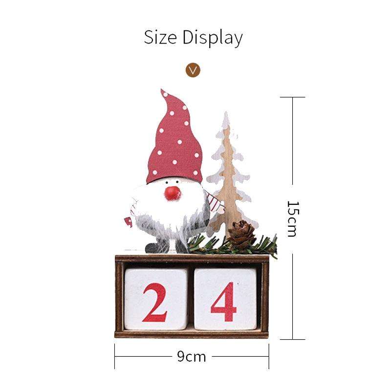 Christmas Wooden Pine Cone Calendar Ornaments Decorative Wooden Calendar Countdown Ornaments(Red ...