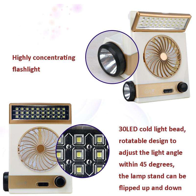 Four-In-One Solar Fan With Lamp Flashlight Function,CN Plug(Golden)
