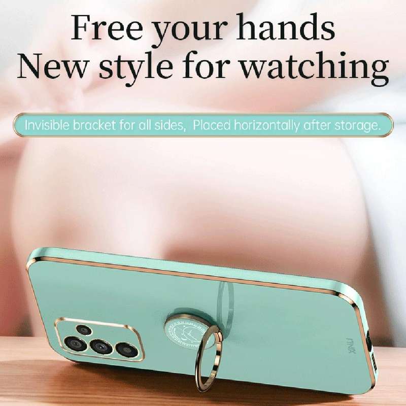 For Samsung Galaxy A14 5G XINLI Straight Edge 6D Electroplate TPU Phone Case with Ring Holder(Min...