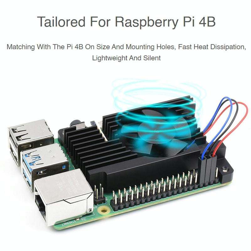 Waveshare Dedicated All-In-One Aluminum Alloy Cooling Fan For Raspberry Pi 4B