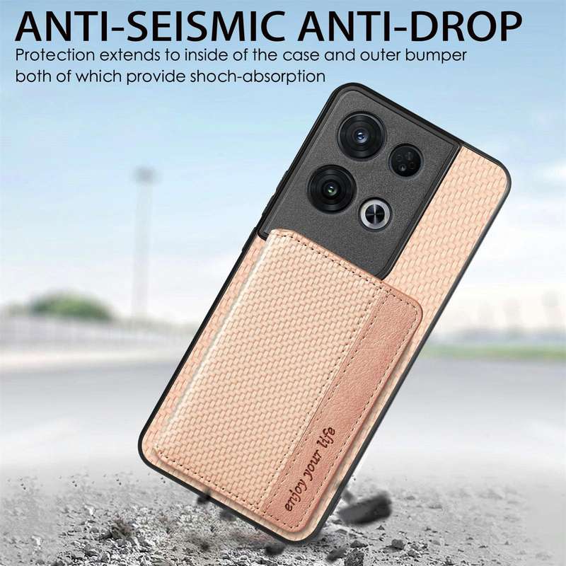 For OPPO Reno 8 Pro Carbon Fiber Magnetic Card Bag Phone Case(Green)
