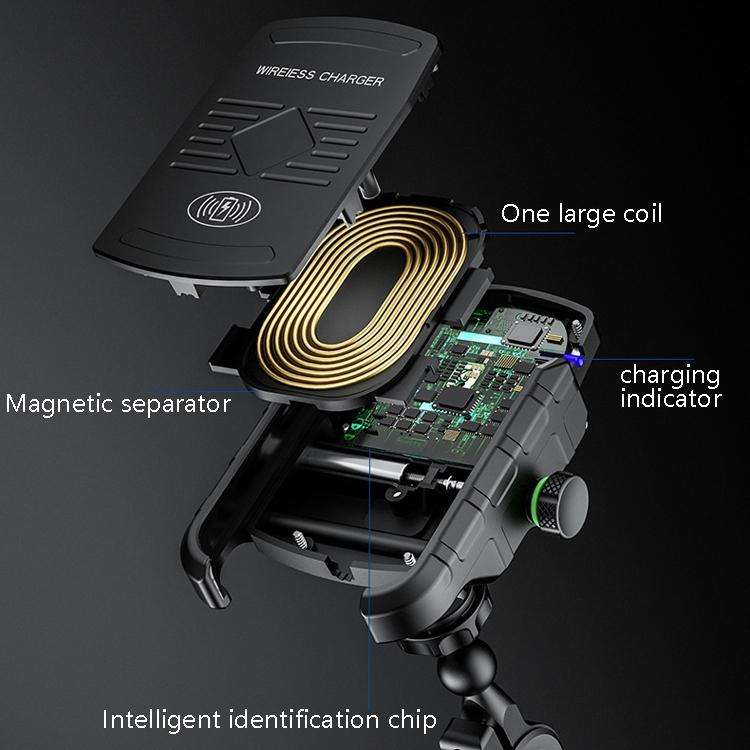 M9 Motorcycle Wireless Charging Mobile Phone Bracket 15W Fast Charging Mobile Phone Navigation Br...