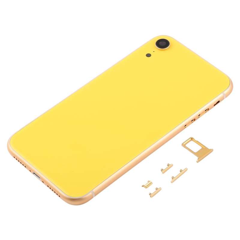 Back Housing Cover with Camera Lens & SIM Card Tray & Side Keys for iPhone XR(Yellow)